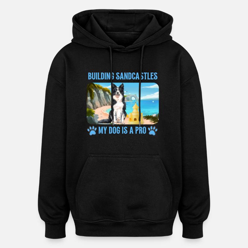 Mon chien sur la plage - Sweat à capuche oversize unisexe - noir