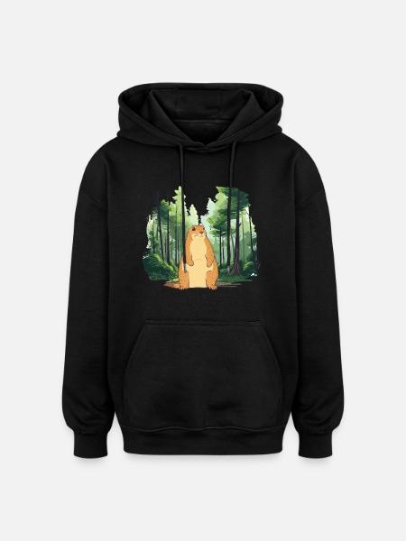 Strong groundhog nature landscape - Oversized Unisex Hoodie - black
