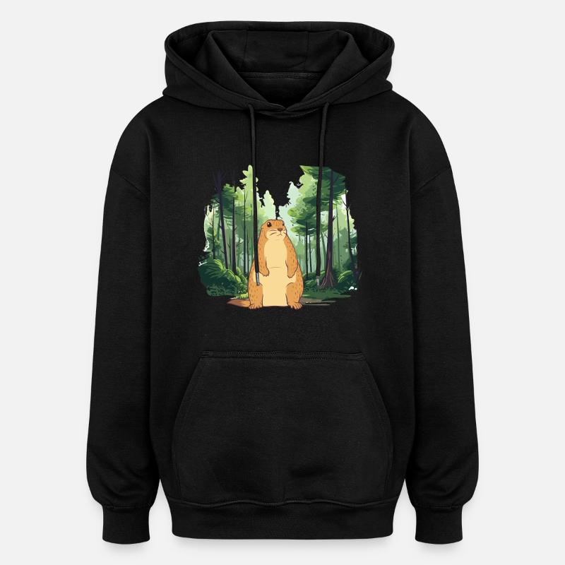 Starke Murmeltier-Naturlandschaft - Oversized Unisex Hoodie - Schwarz