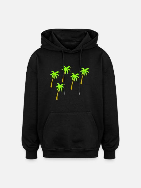 5 Palmen 2farbig - Oversized Unisex Hoodie - Schwarz