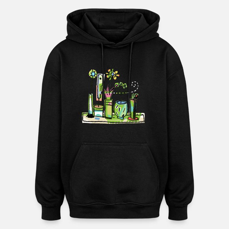 Blumen - Oversized Unisex Hoodie - Schwarz