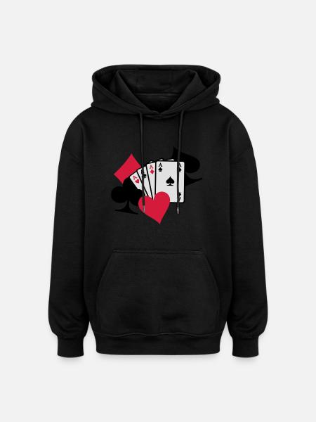 Poker Karten - Oversized Unisex Hoodie - Schwarz