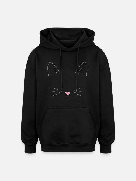 chat - Sweat à capuche oversize unisexe - noir