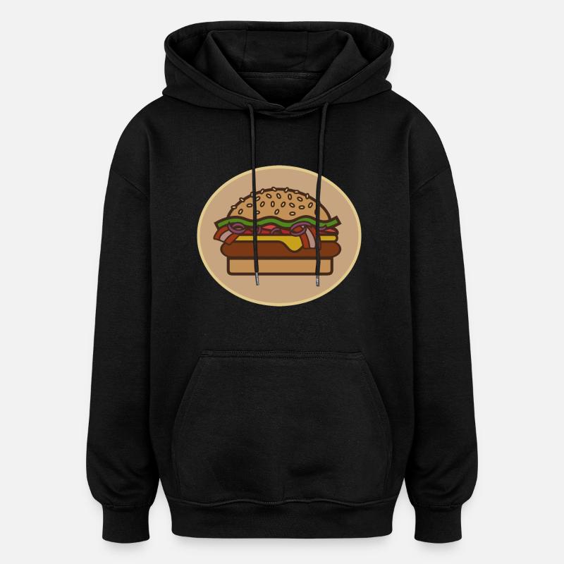 Cheeseburger - Sweat à capuche oversize unisexe - noir
