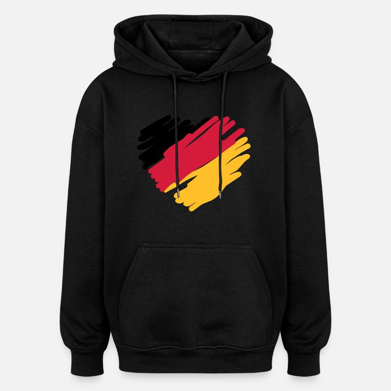german heart - Sweat à capuche oversize unisexe - noir