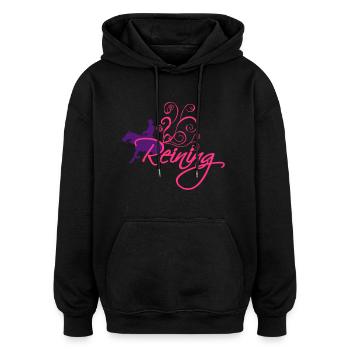 Reining Motiv Slider - Oversized Unisex Hoodie - Schwarz - Vorne - Noah (186cm)