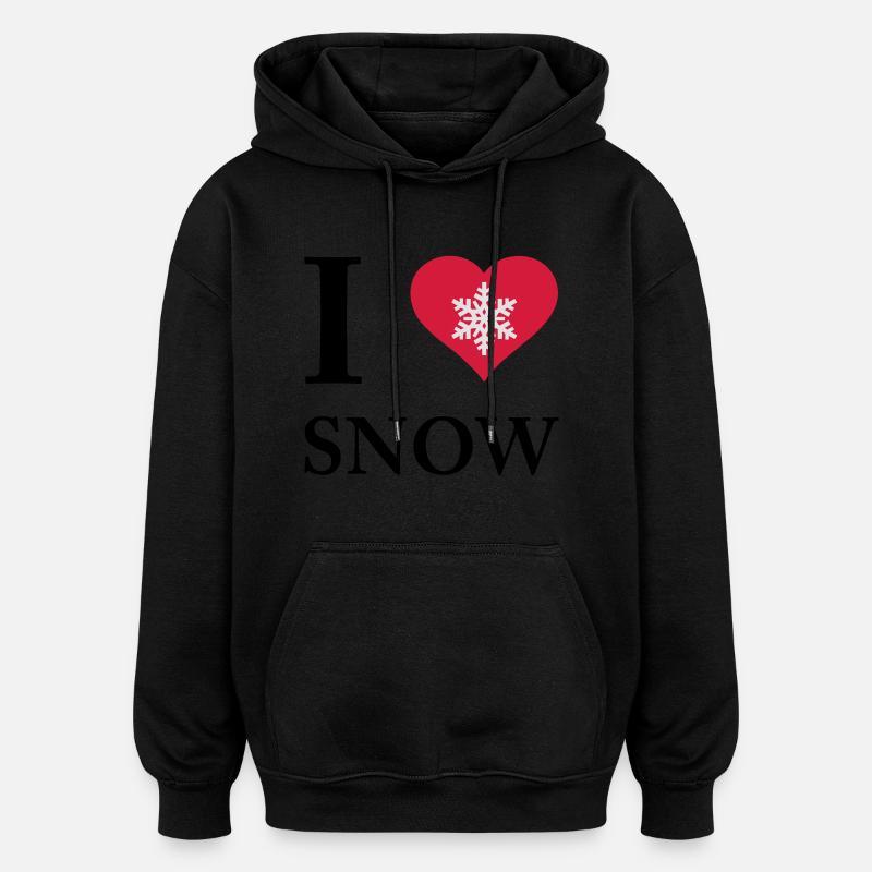 i love snow - Oversized Unisex Hoodie - Schwarz