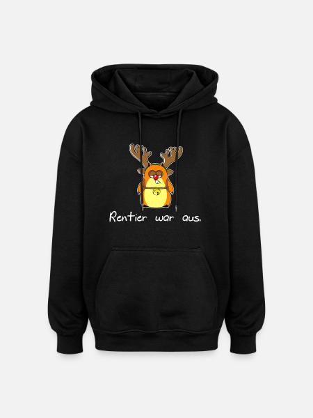 Rentier war aus (whiteline) - Oversized Unisex Hoodie - Schwarz