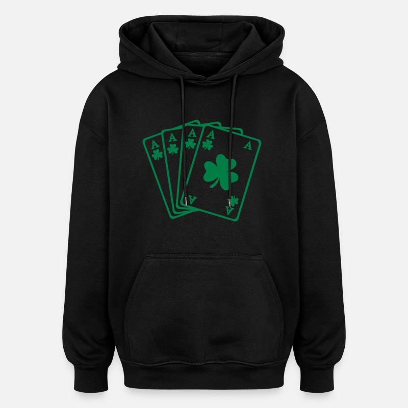 Shamrock Poker - Sweat à capuche oversize unisexe - noir