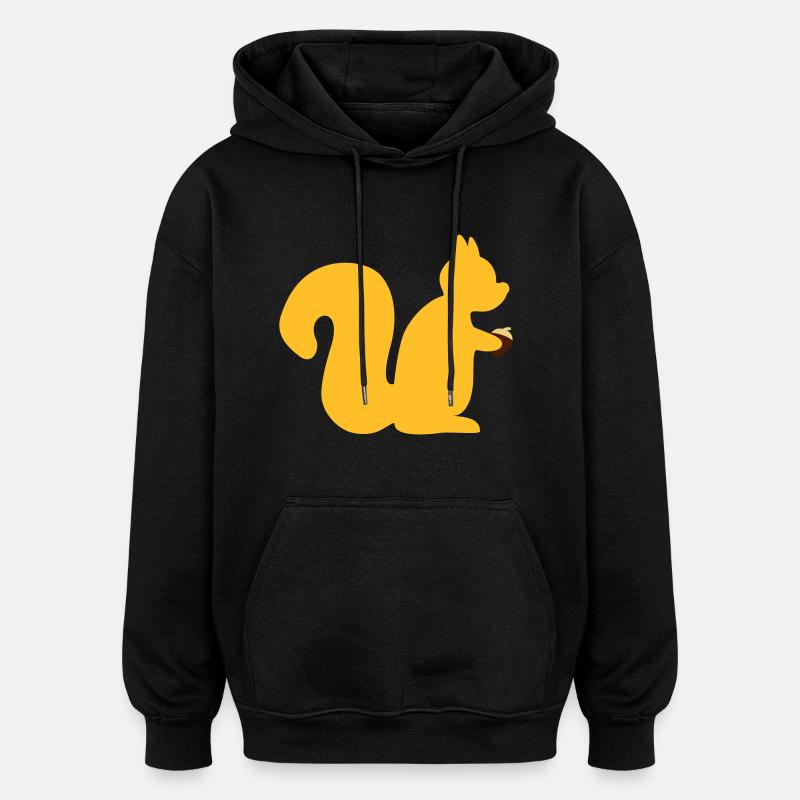 Eichhörnchen mit Nuss - Oversized Unisex Hoodie - Schwarz