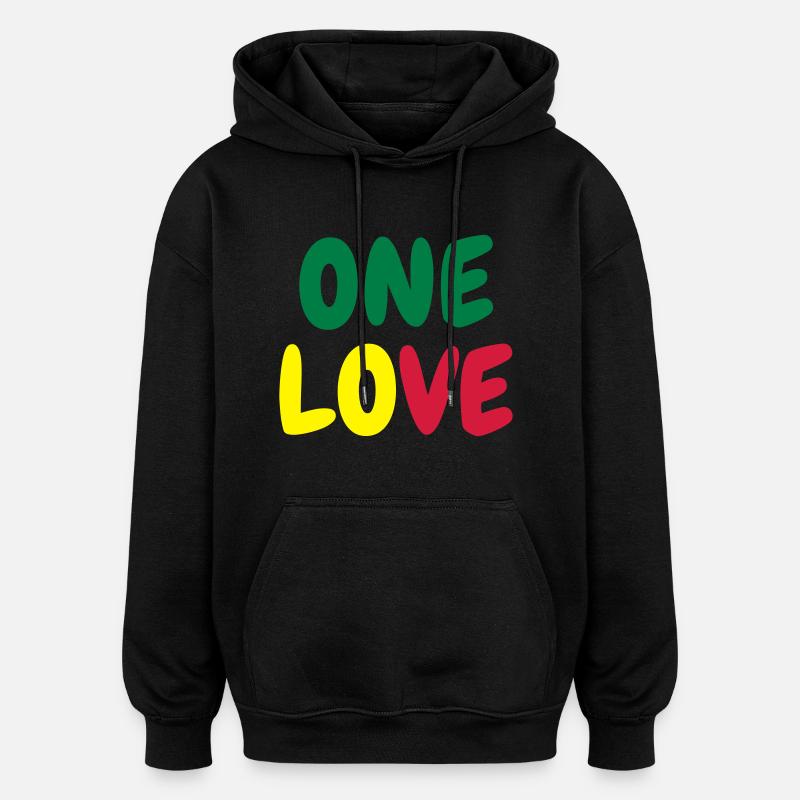 Cannabis / Haschich / Marijuana / Reggae / Rasta - Sweat à capuche oversize unisexe - noir