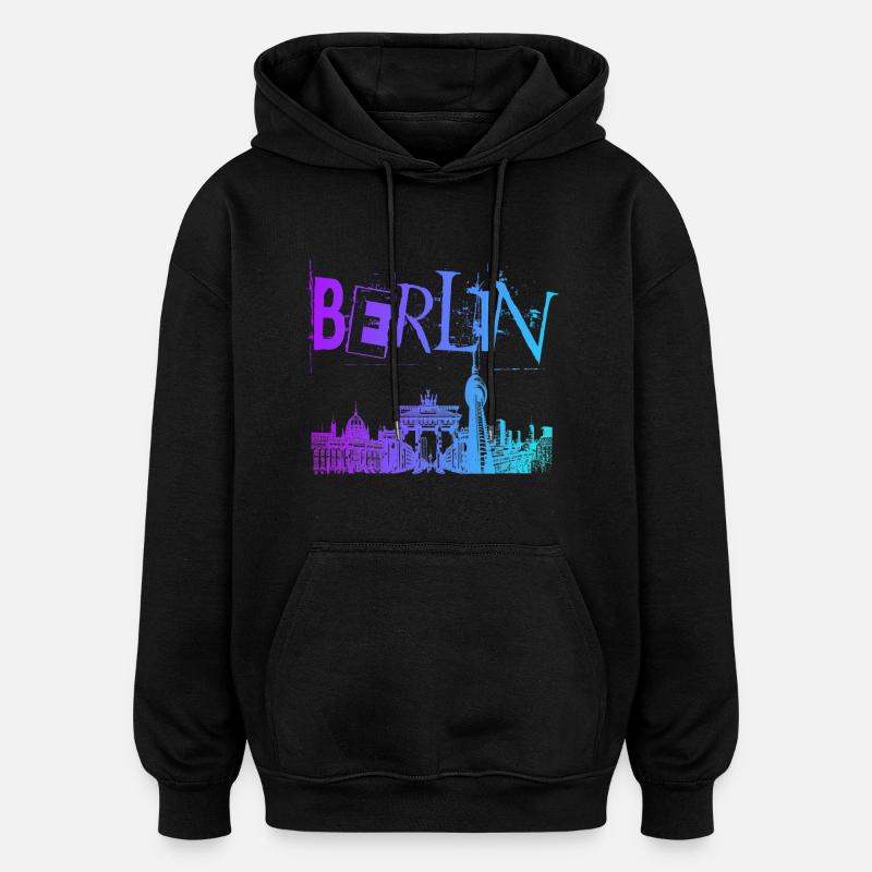 Berlin Skyline Panorama - Sweat à capuche oversize unisexe - noir