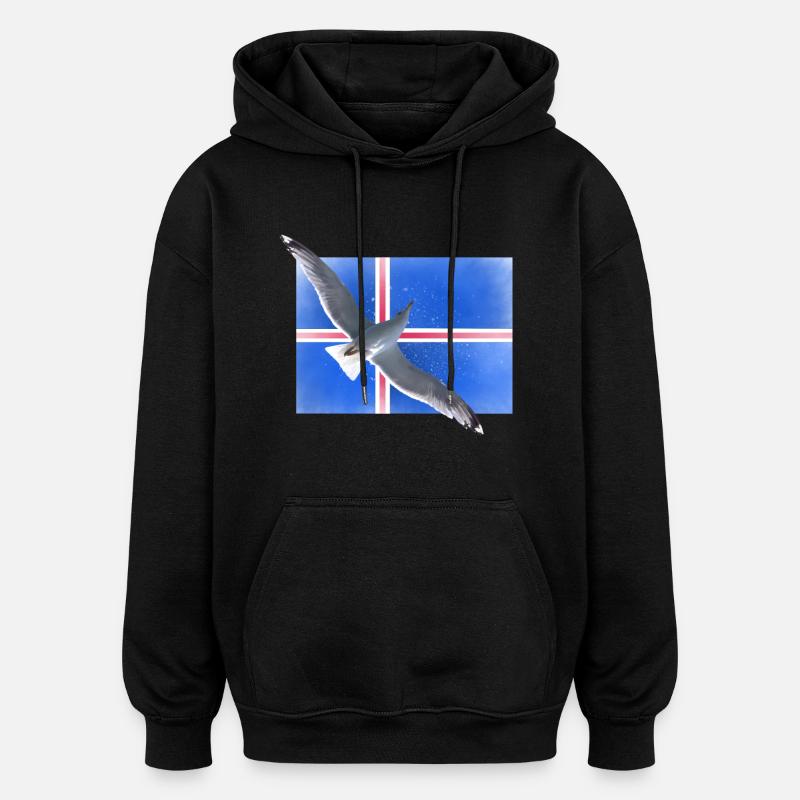 Mouette d’Iseland - Sweat à capuche oversize unisexe - noir