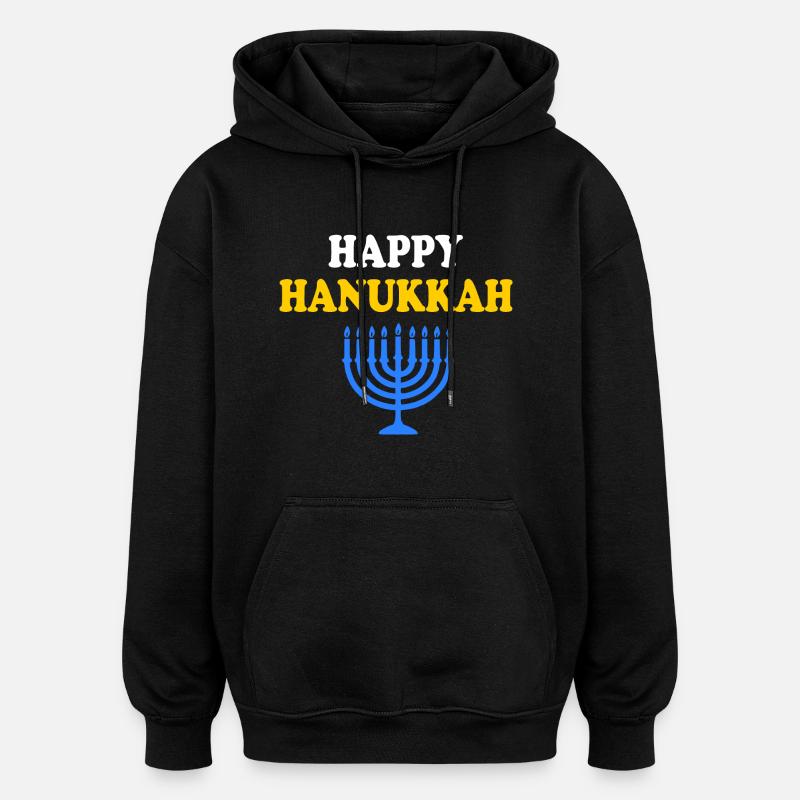 HAPPY HANUKKAH - Sweat à capuche oversize unisexe - noir