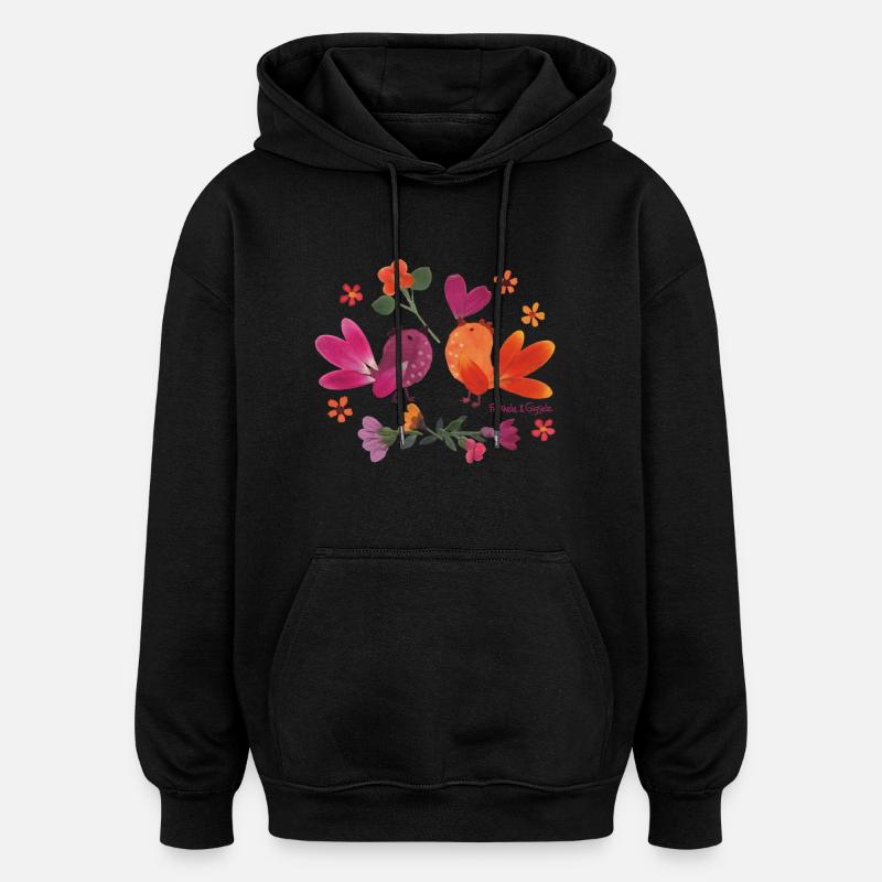 Blütenvögelchen - Oversized Unisex Hoodie - Schwarz