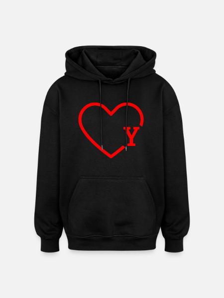 letter y red heart - Oversized Unisex Hoodie - black