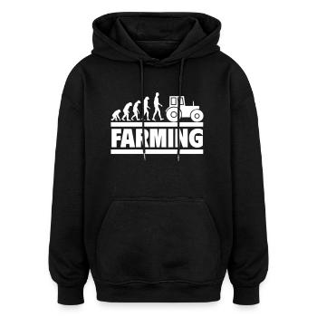 Evolution des Bauern Vom Mensch zum Traktorfahrer - Oversized Unisex Hoodie - Schwarz - Vorne - Noah (186cm)