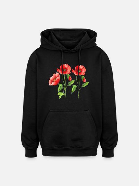 Fleur - Sweat à capuche oversize unisexe - noir