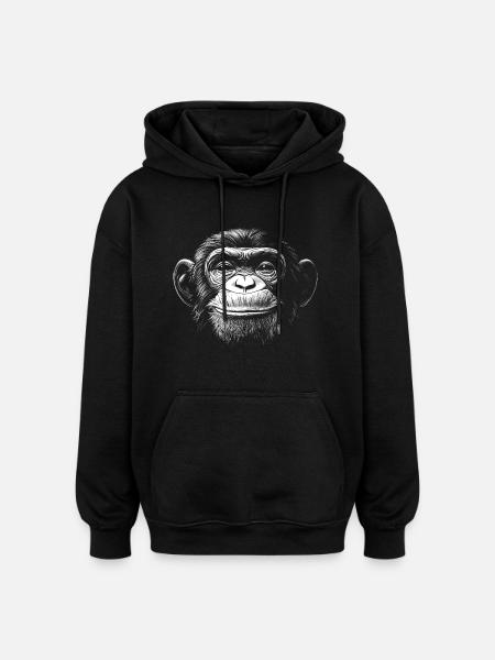 Laughing Monkey - Oversized Unisex Hoodie - black