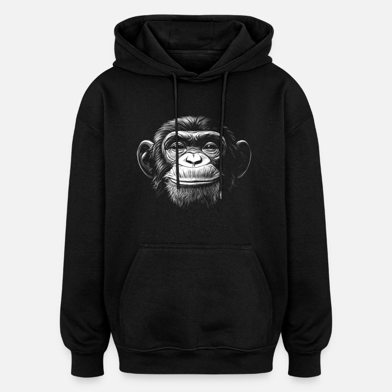 Laughing Monkey - Oversized Unisex Hoodie - black