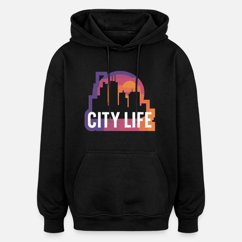 STADTLEBEN - Oversized Unisex Hoodie - Schwarz