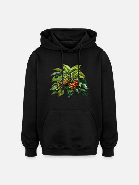 Coffee Plant Barista Coffee Drinking - Oversized Unisex Hoodie - black