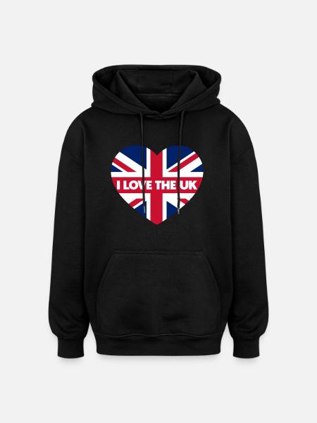 I LOVE THE UK - Oversized Unisex Hoodie - black