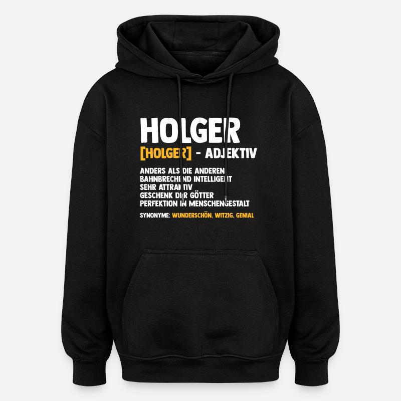 Holger - Sweat à capuche oversize unisexe - noir