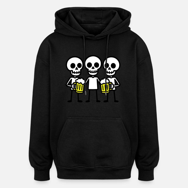 Skeleton Beer Drinking Team - Oversized Unisex Hoodie - black