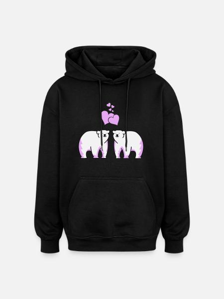 Eisbären verliebt - Oversized Unisex Hoodie - Schwarz