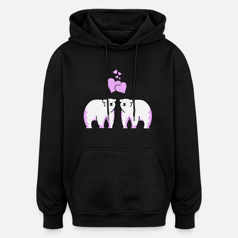Eisbären verliebt - Oversized Unisex Hoodie - Schwarz