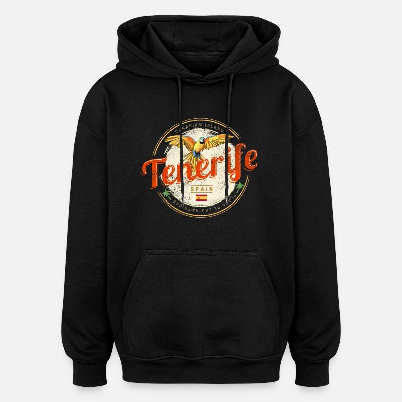 Tenerife, îles Canaries, Espagne, souvenir - Sweat à capuche oversize unisexe - noir