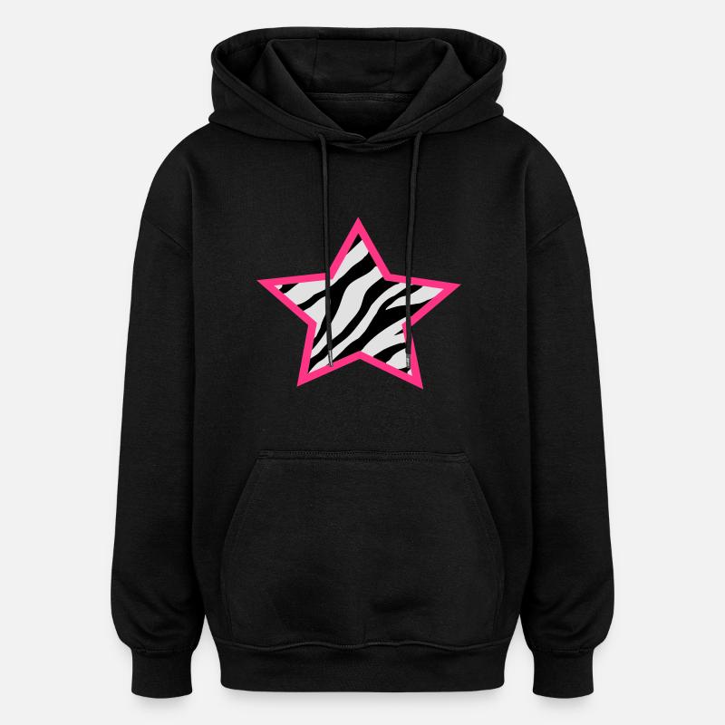 zèbre étoiles - Sweat à capuche oversize unisexe - noir