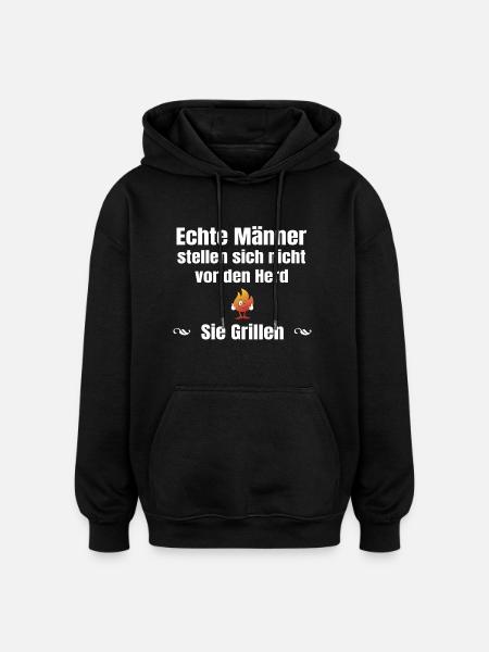 Echte Männer Grillen - Oversized Unisex Hoodie - Schwarz