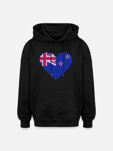 Neuseeland - Oversized Unisex Hoodie - Schwarz