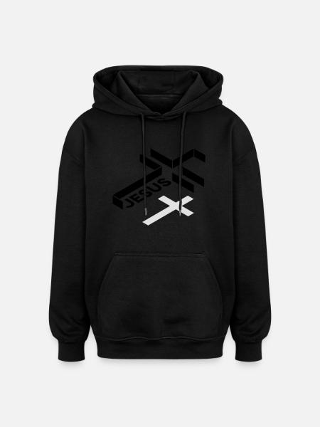 croix jésus - Sweat à capuche oversize unisexe - noir