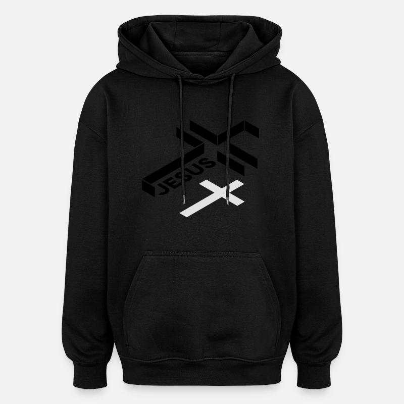 croix jésus - Sweat à capuche oversize unisexe - noir