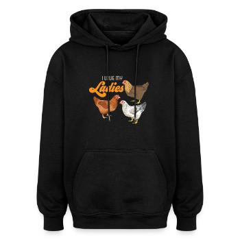 I love my ladies farm farmer chicken gift - Oversized Unisex Hoodie - black - Front - Noah (186cm)