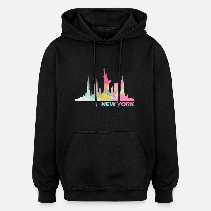 New York - Sweat à capuche oversize unisexe - noir