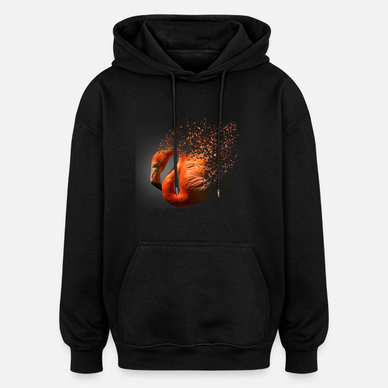 Flamingo - Oversized Unisex Hoodie - Schwarz