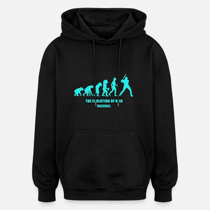 Evolution man baseball - Oversized Unisex Hoodie - black