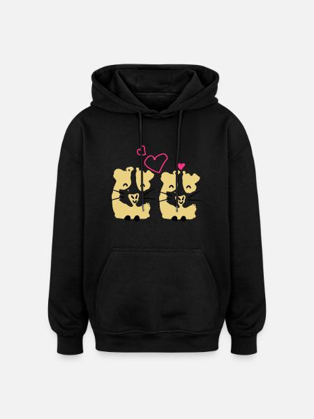 søt Gini-gris marsvin par - Oversized unisex-hettegenser - svart
