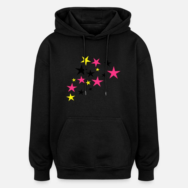 étoiles - Sweat à capuche oversize unisexe - noir