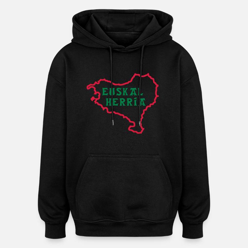 Pays Basque - Euskal Herria - Sweat à capuche oversize unisexe - noir