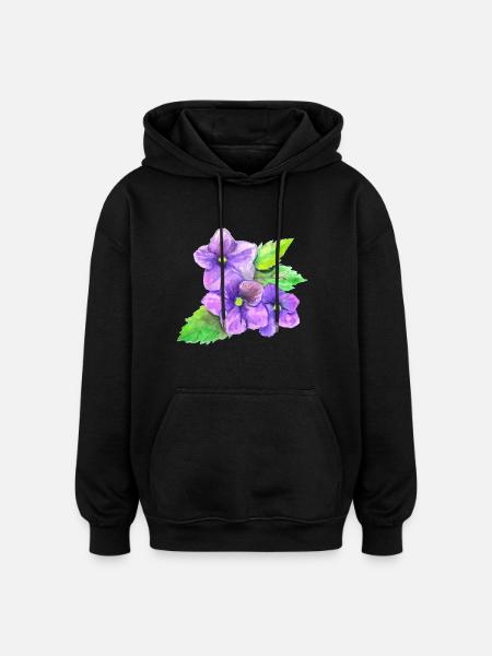 Three Violets - Oversized Unisex Hoodie - black