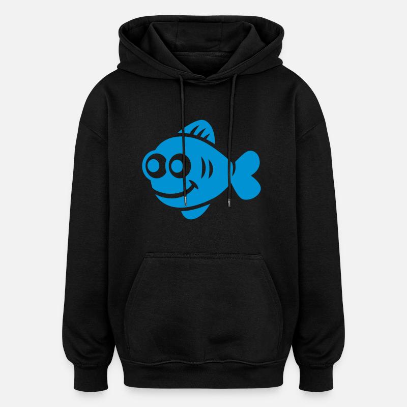 Poisson - Sweat à capuche oversize unisexe - noir