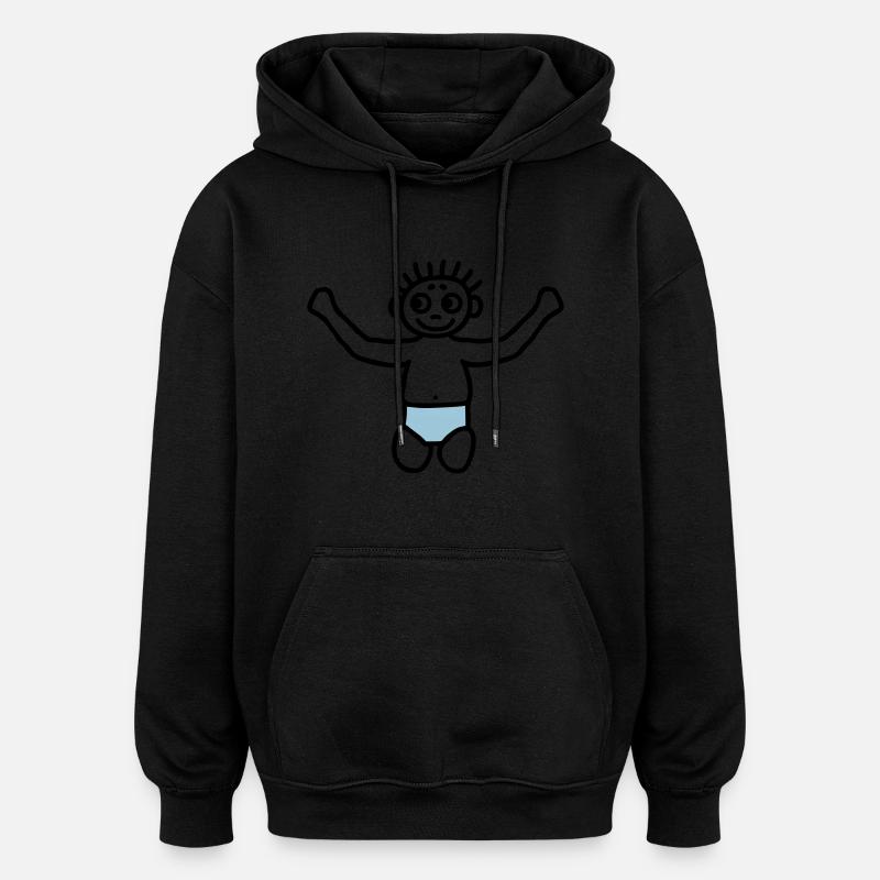 Toddler with diaper - V2 - Oversized Unisex Hoodie - black