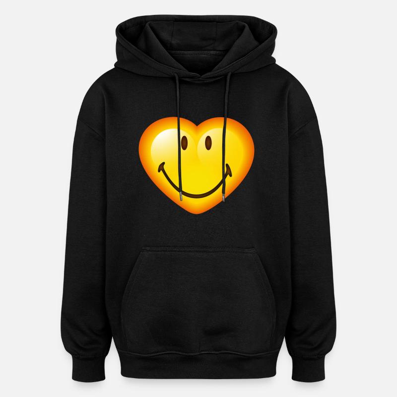 Smiley Glossy Heart - Sweat à capuche oversize unisexe - noir