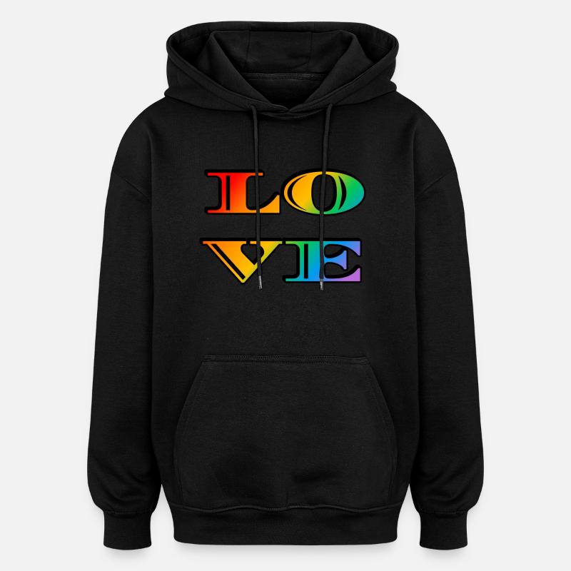 Amour arc-en-ciel rétro - Sweat à capuche oversize unisexe - noir