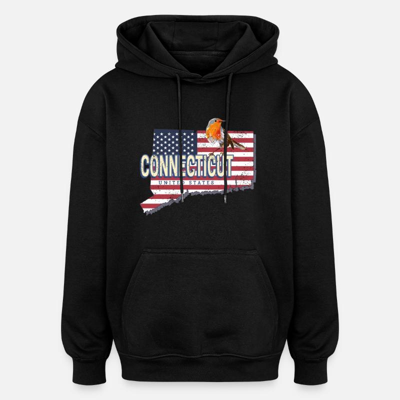 Connecticut États-Unis Carte rétro - Sweat à capuche oversize unisexe - noir